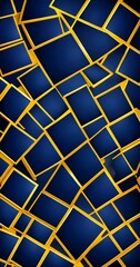Fototapete - a complex pattern of overlapping square tiles in varying shades of blue and gold, creating a visually striking and abstract design.