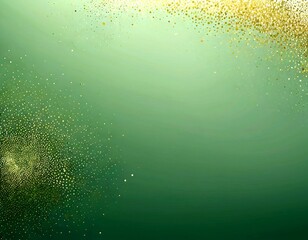 Poster - a vibrant green background with a scattering of gold glitter particles, creating a sense of depth and movement. The glitter particles are randomly dispersed across the image,