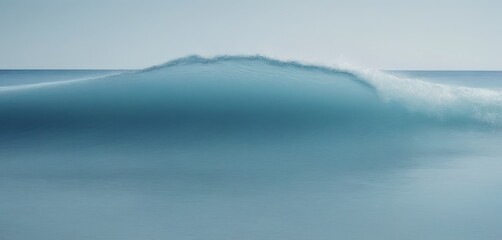 Aufkleber - A serene large, curling wave in the ocean, captured in a long exposure setting, with a calm and tranquil atmosphere
