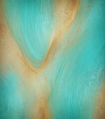 Aufkleber - a vibrant abstract painting with a blend of turquoise and golden hues, creating a dynamic and captivating visual experience