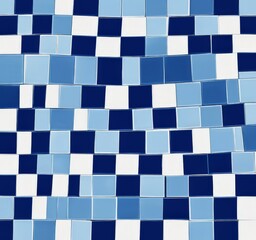 Poster - a pattern of blue and white tiles arranged in a grid-like fashion, creating a visually appealing and repetitive design