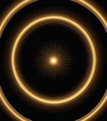 Aufkleber - a circular pattern of golden lines radiating outwards from a central point, creating a mesmerizing and visually striking effect against a black background