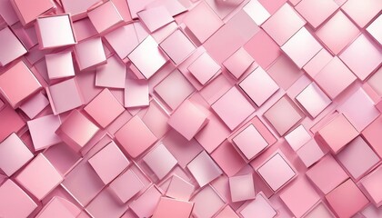 Poster - a pink square pattern, composed of numerous small squares arranged in a diagonal pattern The squares vary in size and color, creating a