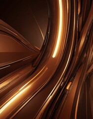 Leinwandbilder - a complex, abstract pattern of curved lines and shapes in shades of brown and orange, creating a sense of depth and movement