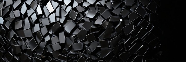 Aufkleber - a dark, abstract pattern composed of numerous small, square-shaped black tiles arranged in a seemingly random manner, creating a sense of depth and complexity