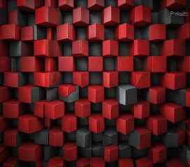 Poster - a pattern of red and gray cubes, creating a visually striking and geometric design