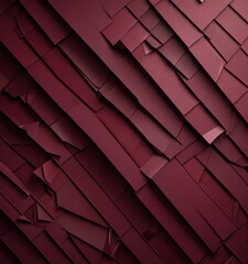 Poster - a close-up view dark red, crumpled paper surface with a diagonal pattern of overlapping, crumpled shapes