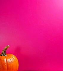 Aufkleber - A vibrant orange pumpkin stands against a bold pink backdrop, creating a striking visual contrast