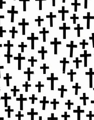 Aufkleber - The contains a repeating pattern of black crosses against a white background