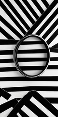 Aufkleber - a striking black and white composition with a central circular element, set against a background of intersecting diagonal lines