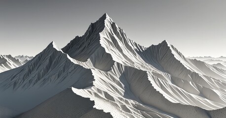 Leinwandbilder - a majestic mountain range with a prominent peak in the center, surrounded by a sea of snow-capped mountains in a monochromatic color scheme