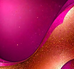 Fototapete - a vibrant abstract background with a gradient of pink and gold hues, accented by a shimmering gold glitter effect The central focus is a large pink wave, with a smaller pink