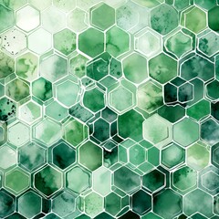 Leinwandbilder - a repeating pattern of hexagonal shapes in various shades of green, creating a visually captivating and organic design