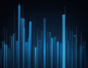 Poster - a futuristic cityscape, composed of numerous blue lines that converge towards a central point, creating a sense of depth and perspective The lines are