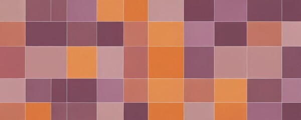 Fototapete - a grid of square tiles in various shades of orange, pink, and purple, arranged in a visually appealing pattern