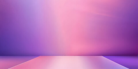 Aufkleber - A gradient background transitioning from purple to pink, with a white floor in the foreground