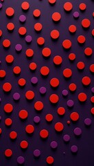 Poster - a pattern of red and purple circles arranged in a diagonal line against a purple background