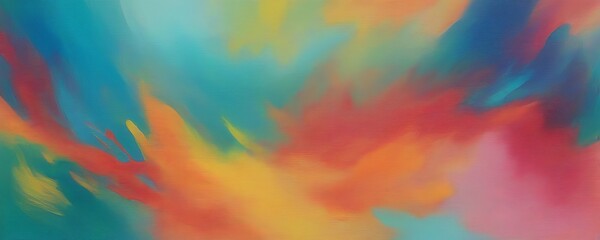 Aufkleber - an abstract painting featuring a vibrant mix of colors, including blue, orange, and red, creating a dynamic and energetic composition
