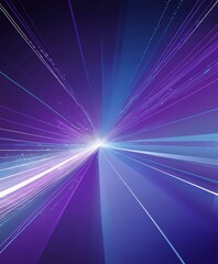 Poster - a vibrant abstract composition of purple and blue lines radiating outwards, creating a sense of depth and dimensionality. The lines are arranged in a radial pattern, with
