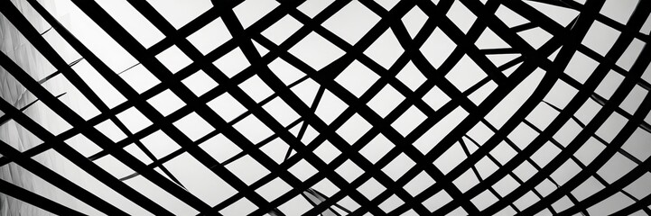 Poster - A striking black and white geometric pattern, composed of intersecting diagonal lines that create a sense of depth and complexity