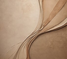 Leinwandbilder - a textured abstract composition of overlapping curved lines in shades of beige and brown, creating a sense of depth and movement