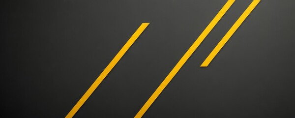 Poster - a dark gray background with two diagonal yellow lines intersecting at a right angle, creating a sense of depth and perspective