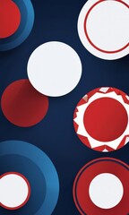 Aufkleber - a collection of abstract circles in various colors and sizes, arranged against a dark blue background
