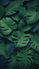 Aufkleber - a dense arrangement of large, green leaves with large holes, creating a textured and lush appearance