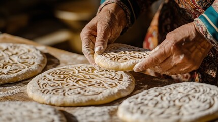 Wall Mural - Traditional uzbek bread making: artisan craft and heritage