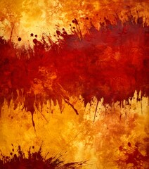 Aufkleber - an abstract painting featuring bold, expressive brushstrokes in shades of red, orange, and yellow, creating a dynamic and energetic composition