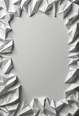 Aufkleber - A white, crumpled paper frame surrounds a blank white space, creating a minimalist and abstract composition