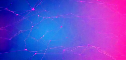 Poster - a digital illustration network of interconnected lines and dots in shades of blue and pink, creating a sense of depth and complexity