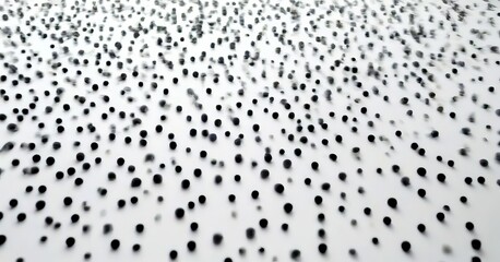 Poster - A close-up view white surface with numerous small black dots scattered across it, creating a sense of randomness and movement
