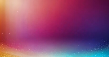 Aufkleber - a gradient background transitioning from warm orange to deep purple, with a scattering of small white and blue specks throughout