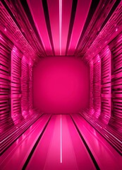 Aufkleber - A futuristic, neon-lit corridor with a blank white wall in the center, creating a sense of depth and perspective