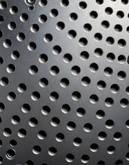 Poster - A close-up view perforated metal surface, showcasing a repeating pattern of circular holes