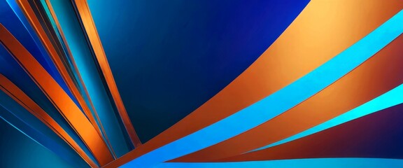 Poster - a vibrant abstract composition of overlapping lines in various shades of blue, orange, and brown, creating a dynamic and visually striking pattern