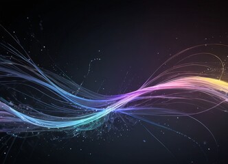 Fototapete - a dynamic, abstract representation wave-like pattern with vibrant colors and a sense of movement The background is dark, providing a stark contrast that accentuates