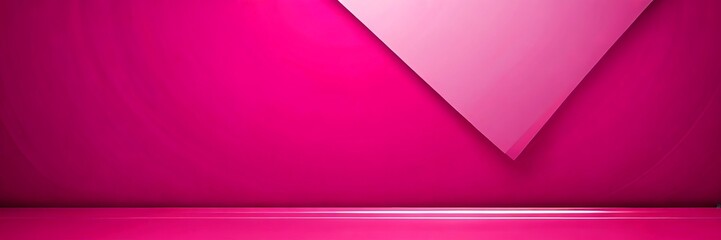 Poster - a pink background with a white triangle on the right side, creating a visually striking contrast