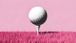 © Daniel - Golf Ball on Pink Grass Minimalist Background