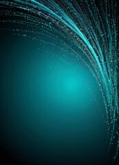 Poster - a gradient background transitioning from a deep blue at the top to a lighter shade at the bottom, with a central bright light source and a series of thin, curved lines