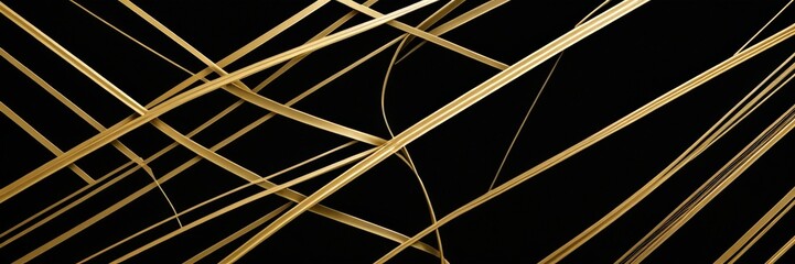 Poster - a complex pattern of intersecting golden lines against a black background, creating a visually striking and abstract composition