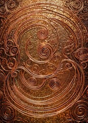 Leinwandbilder - a close-up view textured, metallic surface with a repeating pattern of spirals and curves, creating a sense of depth and complexity
