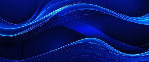 Poster - a striking abstract pattern of blue and white lines and curves, creating a sense of movement and dynamism