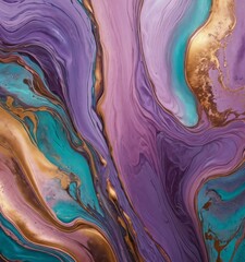 Leinwandbilder - a vibrant abstract painting with swirling patterns of purple, blue, and gold colors, creating a dynamic and captivating visual effect