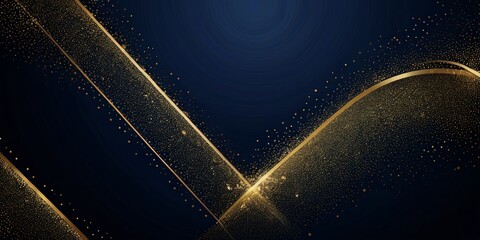 Leinwandbilder - a dark blue background with a diagonal line of gold glittering lines, creating a sense of movement and dynamism The glittering lines are scattered randomly across the
