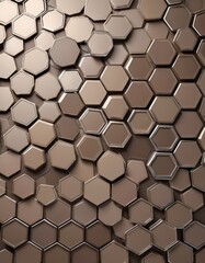 Fototapete - a repeating pattern of hexagonal shapes in various shades of brown, arranged in a grid-like formation