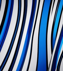 Poster - a close-up view repeating pattern of curved lines in blue, white, and black, creating a visually striking abstract design