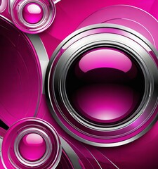 Poster - a vibrant abstract composition of overlapping circles in shades of pink and silver, creating a dynamic and visually striking pattern
