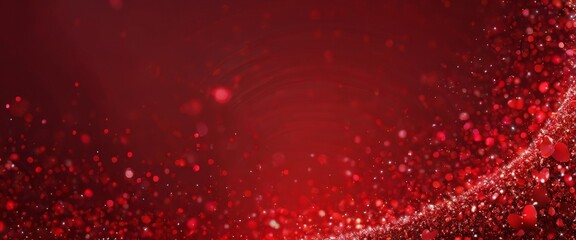 Poster - a red background with a scattering of small red dots, creating a sense of movement and energy The dots are not evenly distributed, adding a dynamic element to the